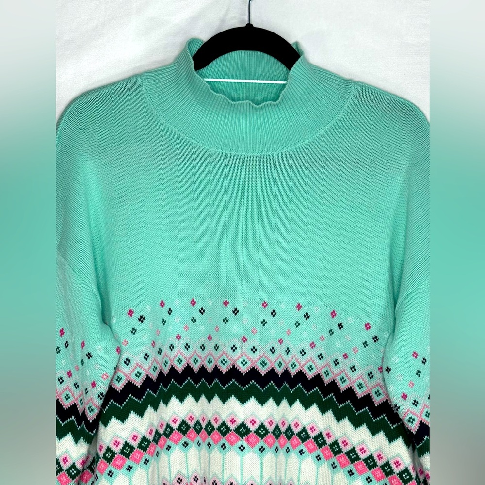 Crown & Ivy Mock Neck Sweater Cotton Blend Preppy Grannie Core Sz 1X - Picture 4 of 9